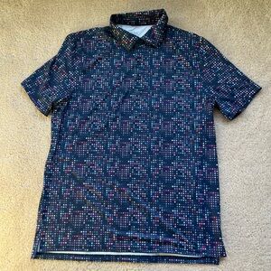 1764 Signature Men’s Blue Star Print Performance Golf Polo Shirt - Size L - EUC